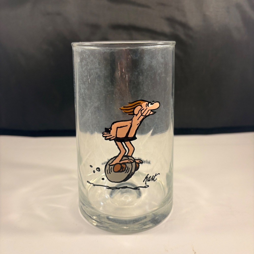 Vintage 1981 Arbys BC Ice Age Collector Series Glass Johnny Hart Comic Tumbler